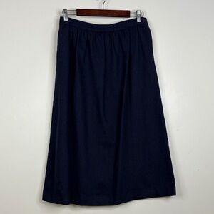 Vintage Wool Skirt Women's Medium Navy Blue Midi Pocket Retro Made in Canada